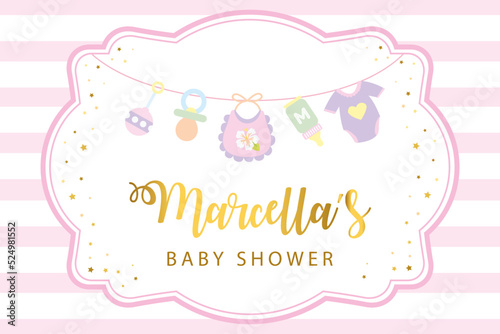 classic baby shower banner with baby toys