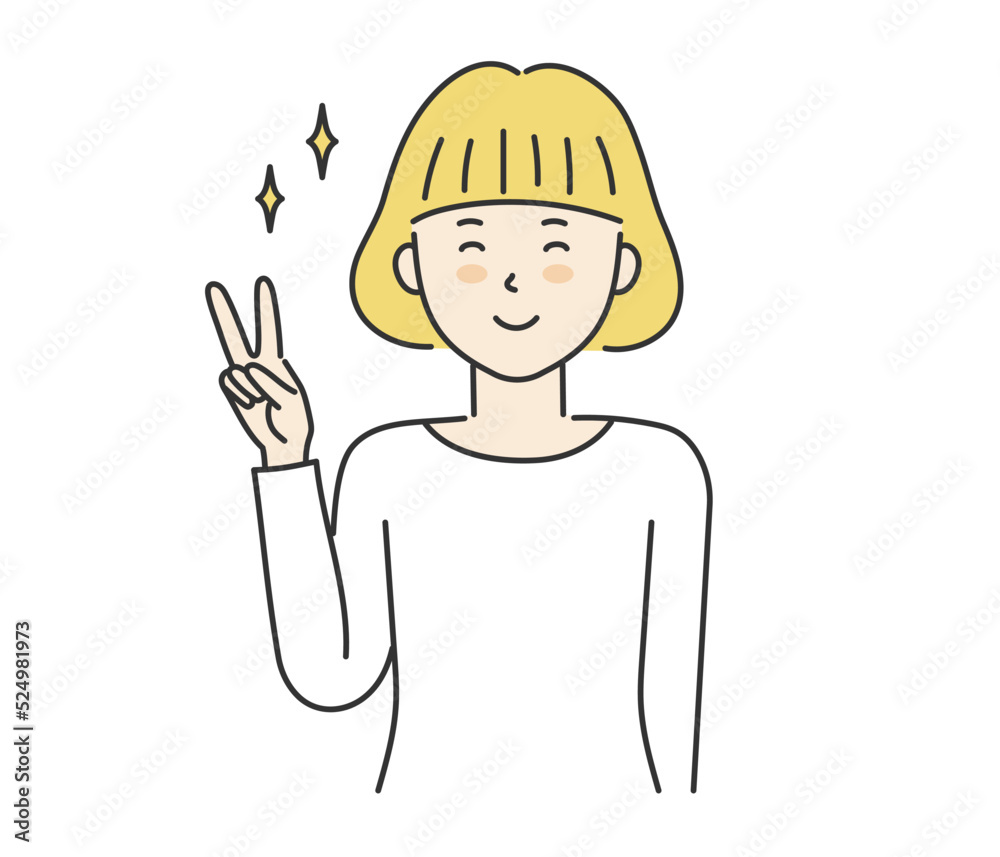 Woman showing peace sign, vector illustration Woman showing peace sign, vector illustration