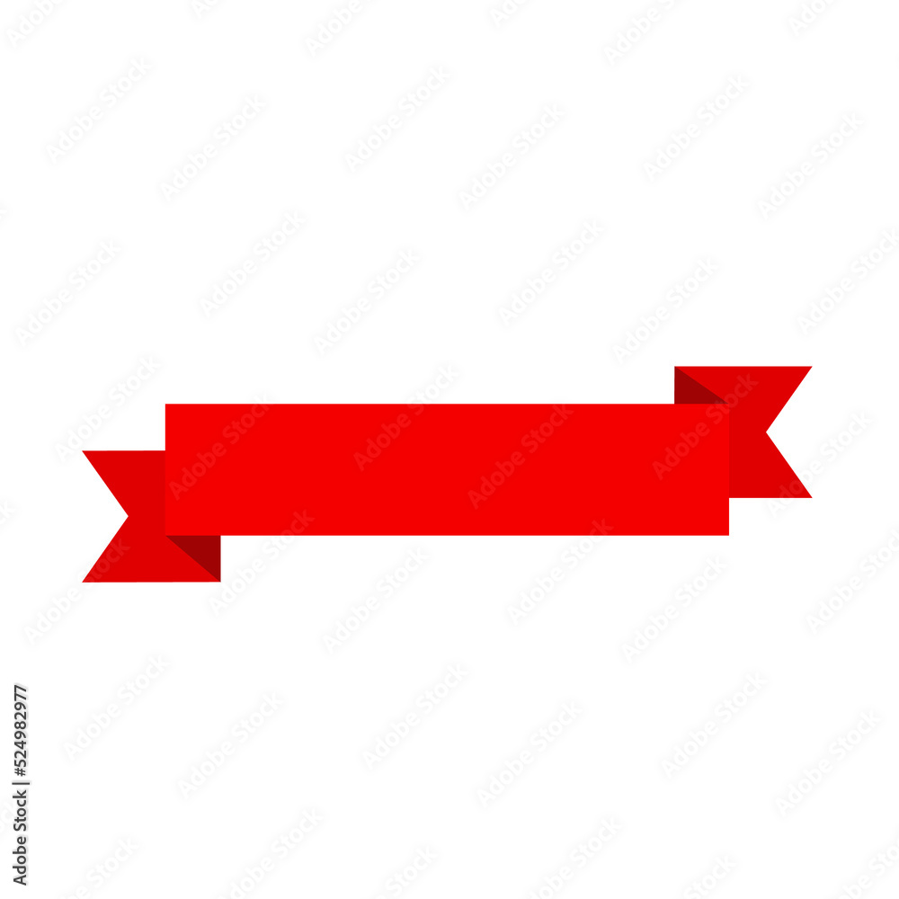 Vector red ribbon banner set. Flat red ribbon for promotion, discount label in product sales. Vector red ribbon banner set. Flat red ribbon for promotion, discount label in product sales.