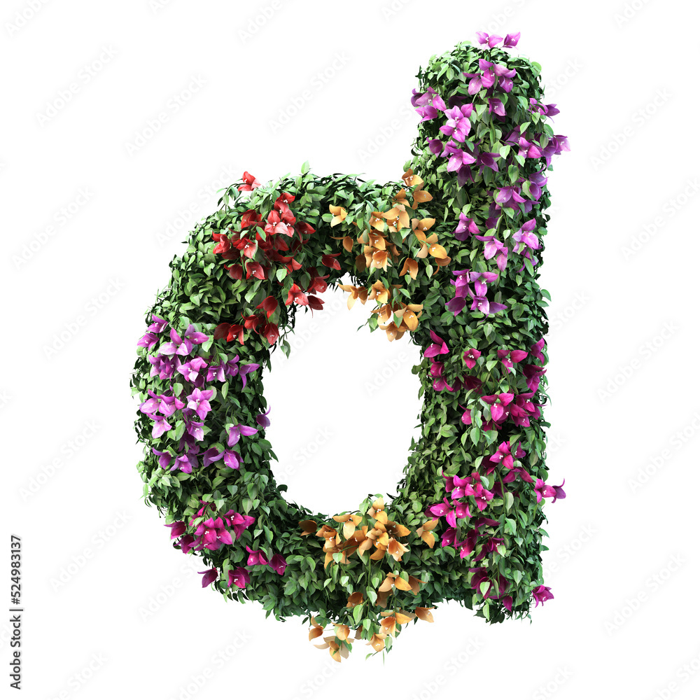 3d rendering of Bougainvillea alphabet	
