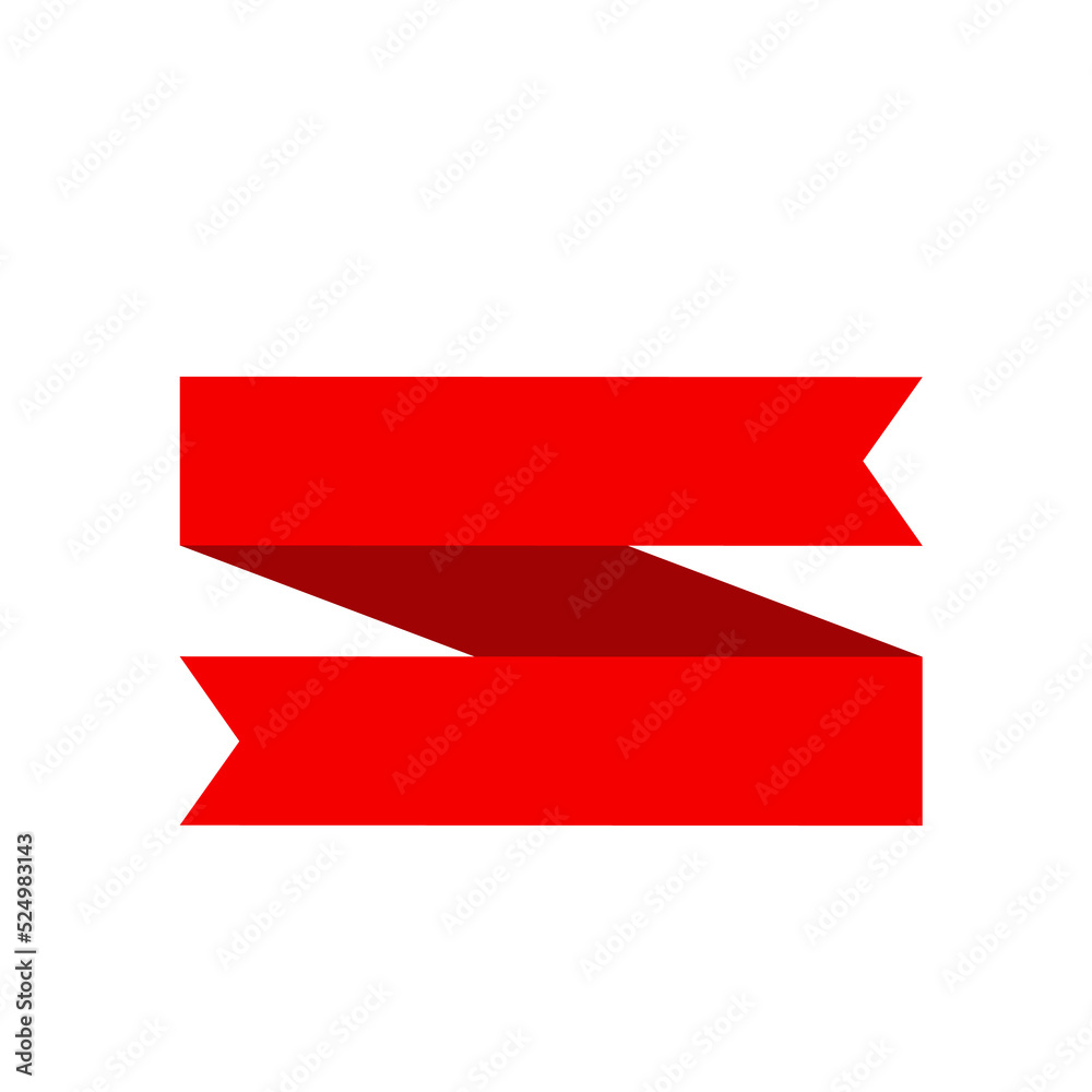 Vector red ribbon banner set. Flat red ribbon for promotion, discount label in product sales. Vector red ribbon banner set. Flat red ribbon for promotion, discount label in product sales.