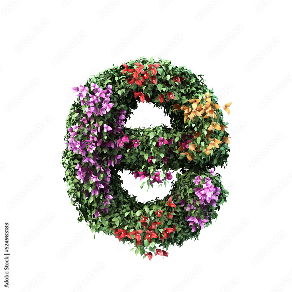 3d rendering of Bougainvillea alphabet	
