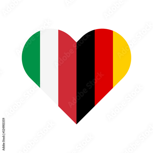 unity concept. heart shape icon of italy and germany flags. vector illustration isolated on white background	