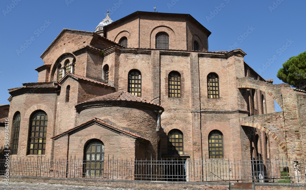 Medieval Basilica of San Vitale. Ancient catholic church with romans mosaics inside. Ravenna, Italy