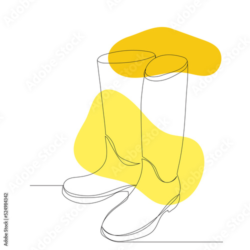 rubber boots drawing by one continuous line, vector