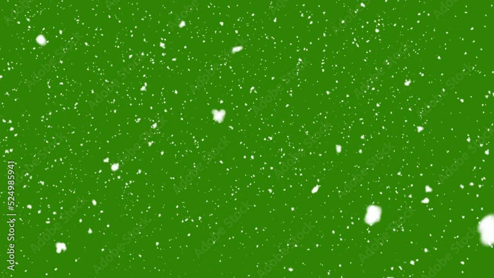 Snow falling on green screen background