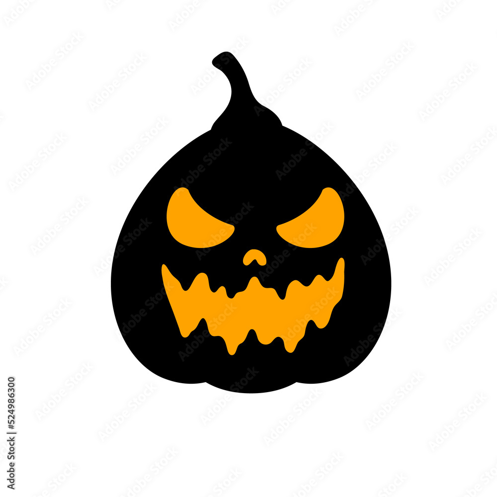 Fototapeta premium Yellow pumpkin vector for carving scary ghost faces for Halloween.