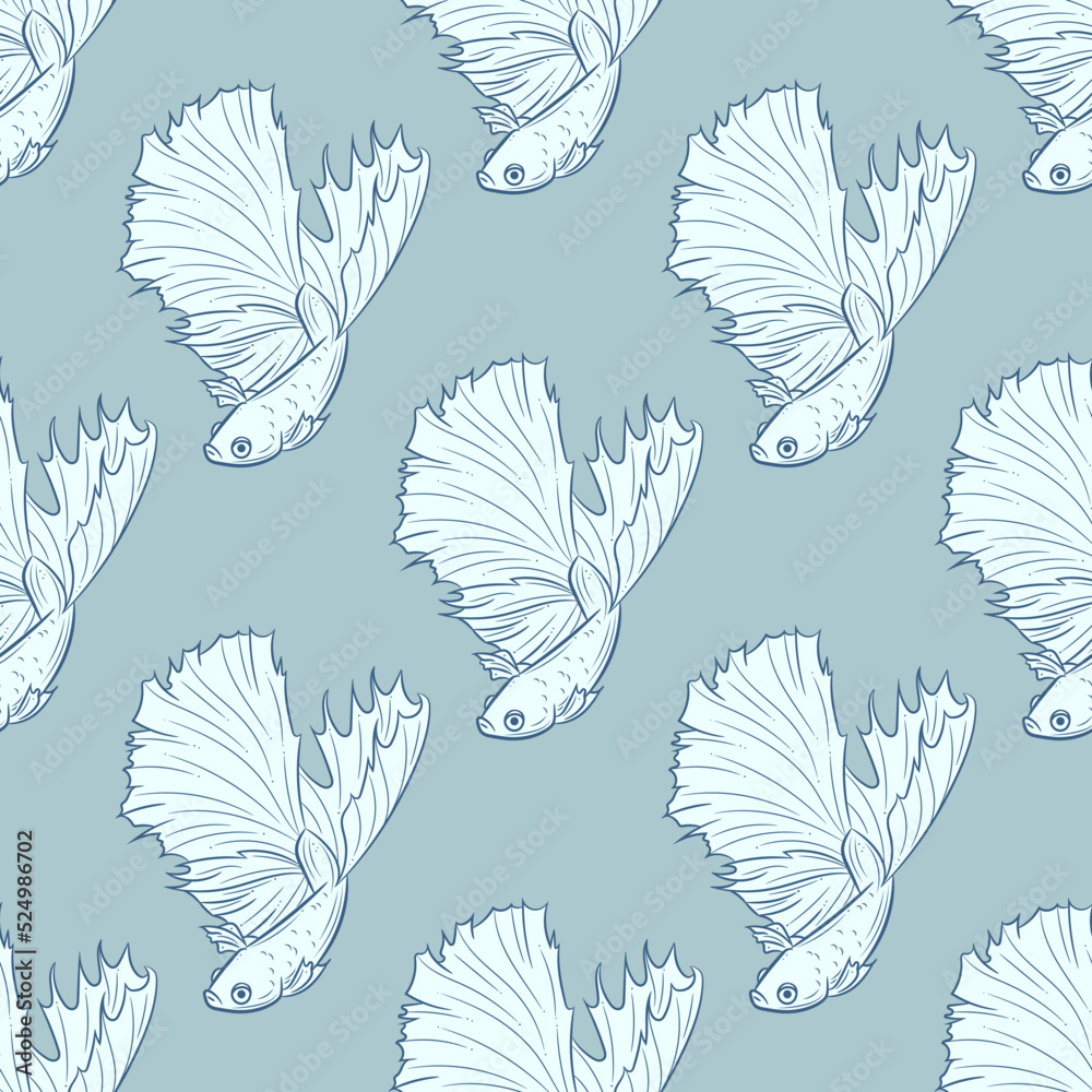 Siamese fighting fish vector repeat pattern Siamese fighting fish vector repeat pattern