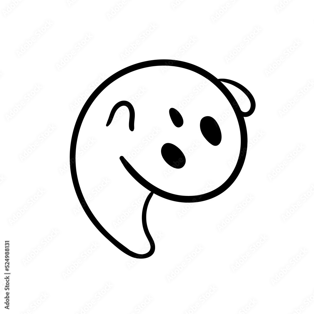 Fototapeta premium A cartoon white evil ghost that has fun haunting people on Halloween.