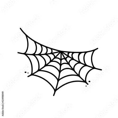 Spider web silhouette hanging for Halloween banner decorations. isolated on the background