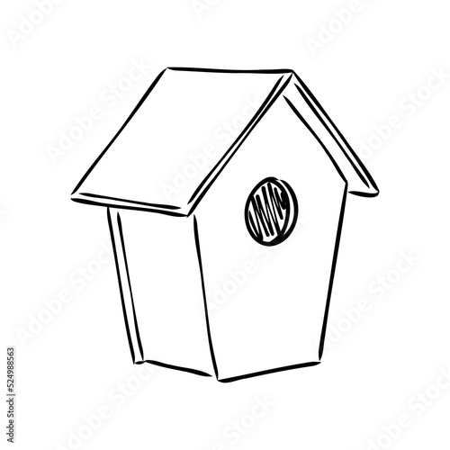 Hand drawn nesting boxes doodle. Birdhouse in sketch style. Vector illustration isolated on white background.