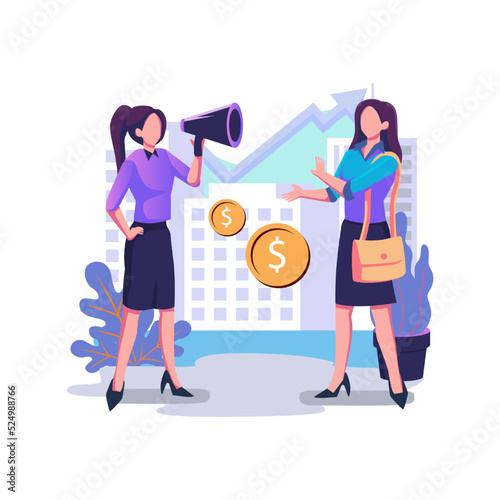 Up selling sales technique flat style illustration design