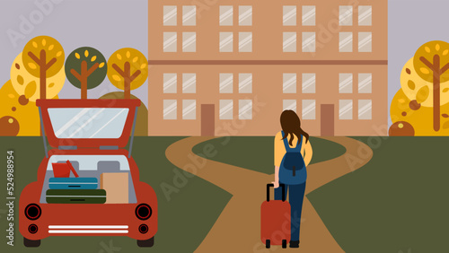 Residence hall move-in. Back to school concept