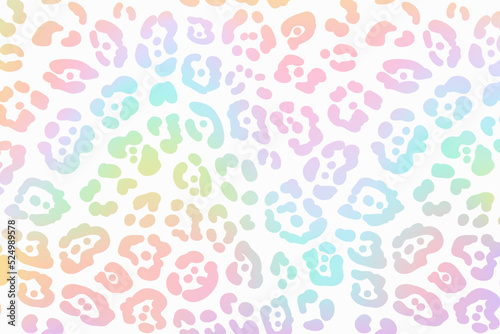 Rainbow leopard background. Holographic foil cheetah texture. Animal pattern gradient print. Vector abstract pastel illustration.
