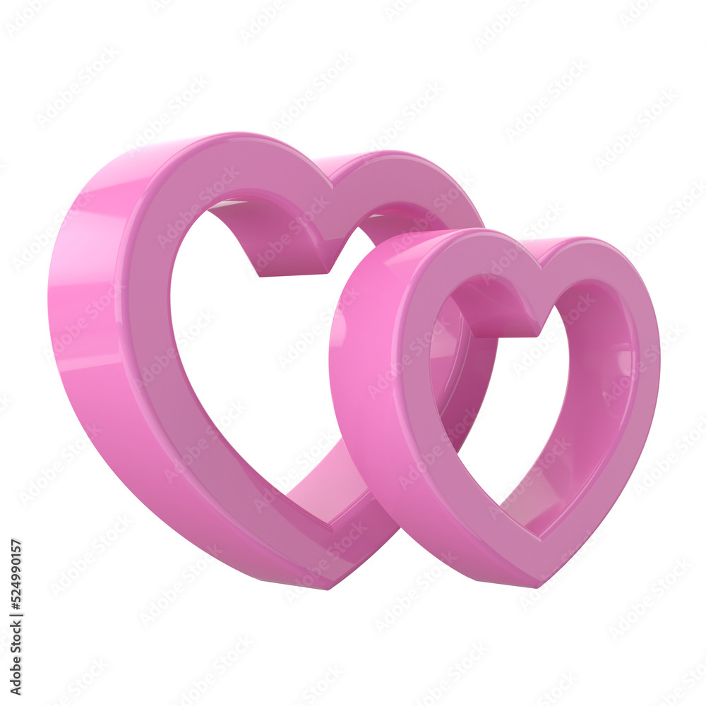 3D heart shape. Couple hearts. 3D element. 3D heart shape. Couple hearts. 3D element.