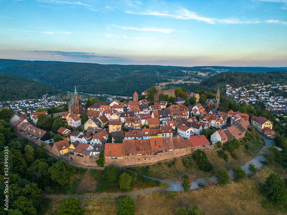 Fototapeta premium Aerial view on the city Dilsberg in Germany.
