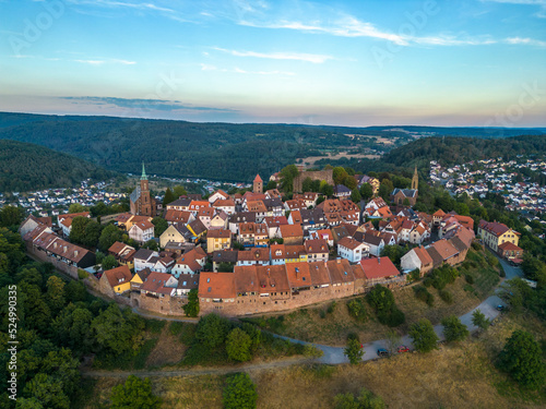 Aerial view on the city Dilsberg in Germany. photo