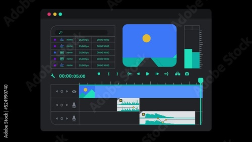 video clip editing timeline window in the program