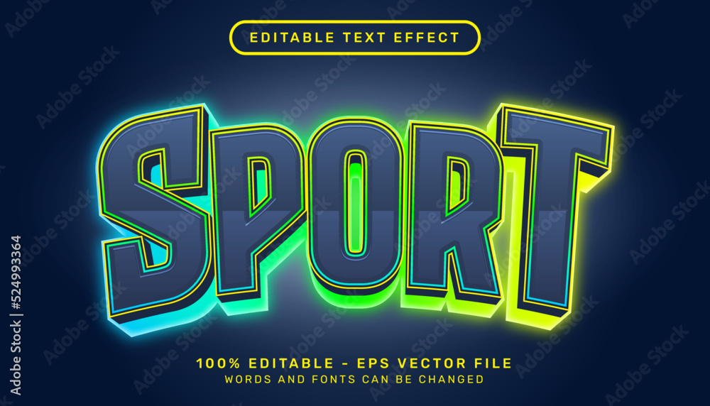 sport light color 3d text effect and editable text effect