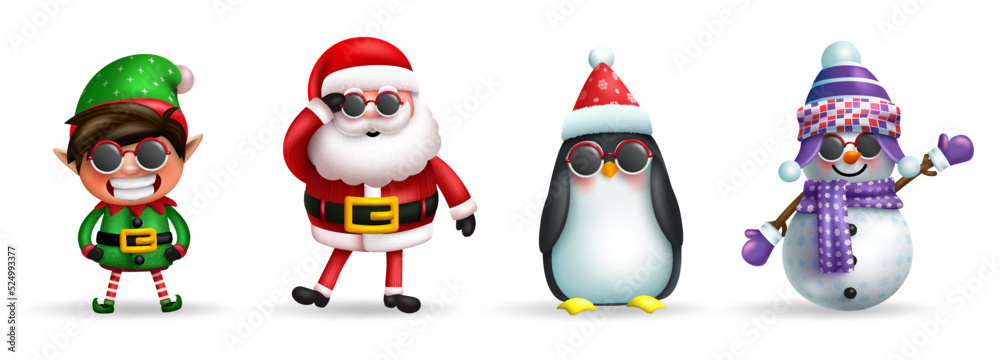 Christmas characters vector set design. Santa claus, elf, snowman and penguin 3d christmas character isolated in white background for xmas holiday collection. Vector illustration.
Christmas characters vector set design. Santa claus, elf, snowman and penguin 3d christmas character isolated in white background for xmas holiday collection. Vector illustration.