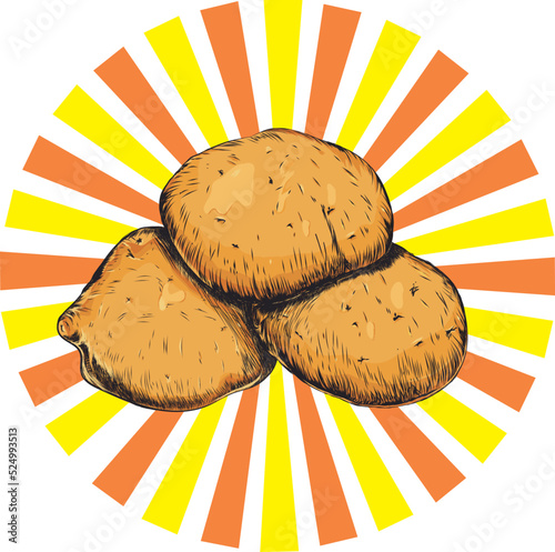 Delicious Peruvian potato. Yellow potato, Peruvian food. Peruvian potato vector.