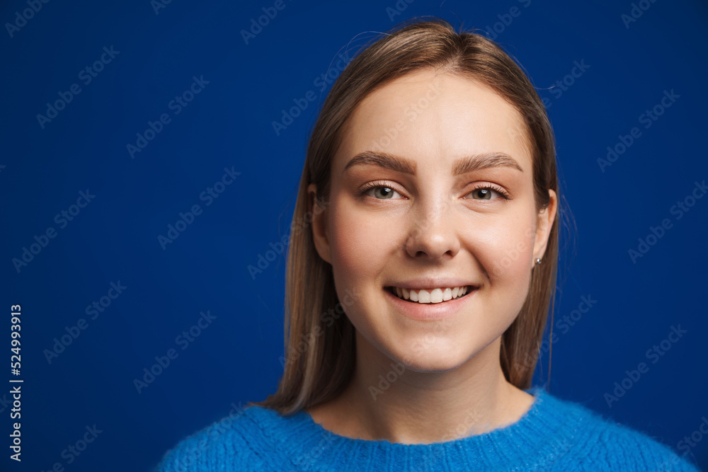 Portrait of young beautiful happy smiling girl looking in camera Portrait of young beautiful happy smiling girl looking in camera
