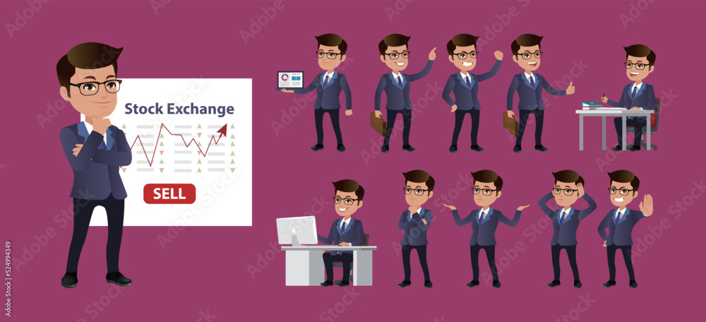 Business people in different gestures