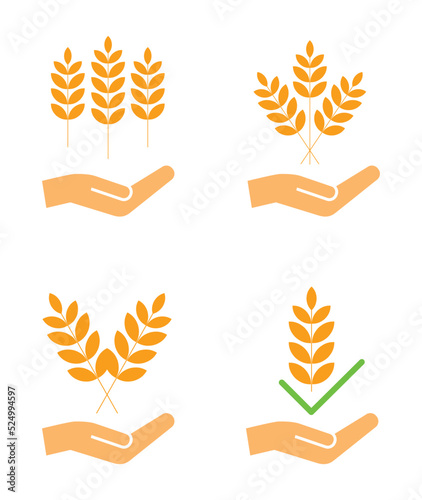 wheat  care with hand icon