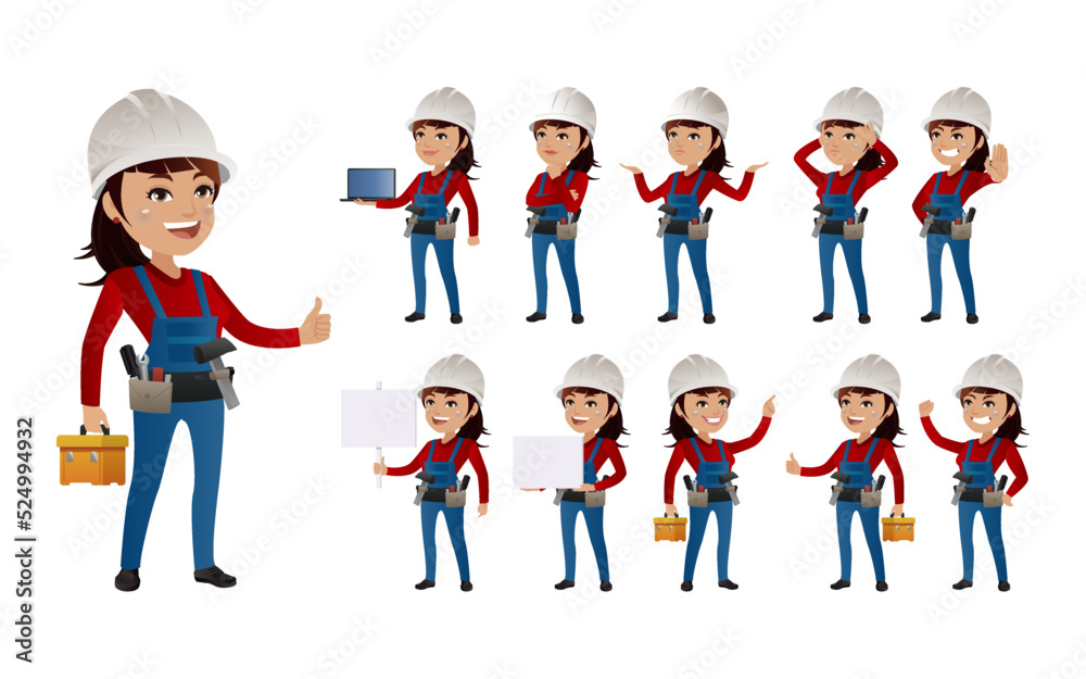 Workers with different poses. vector