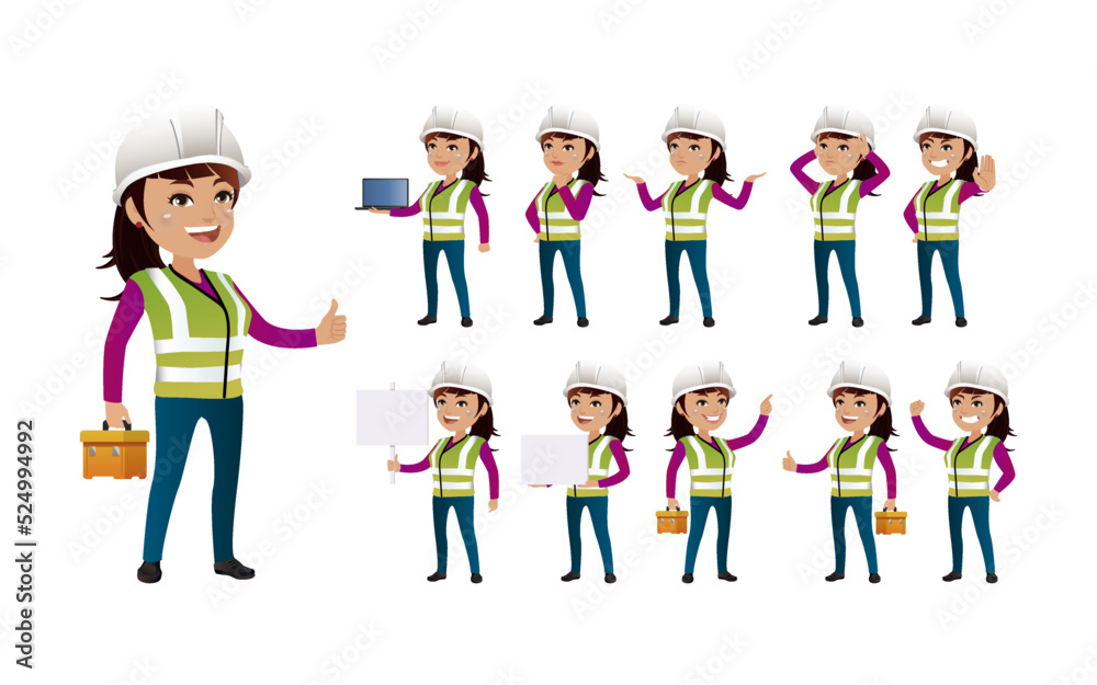 Workers with different poses. vector