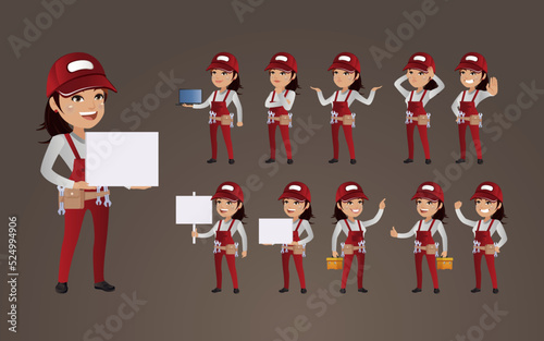 Workers with different poses. vector