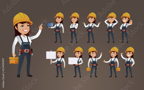 Workers with different poses. vector