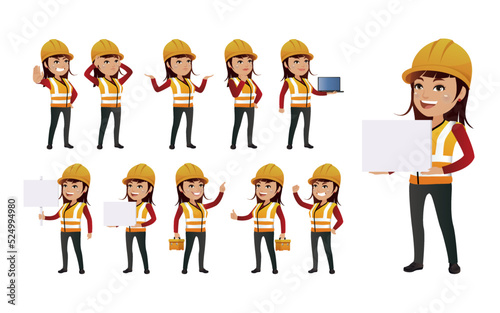 Workers with different poses. vector