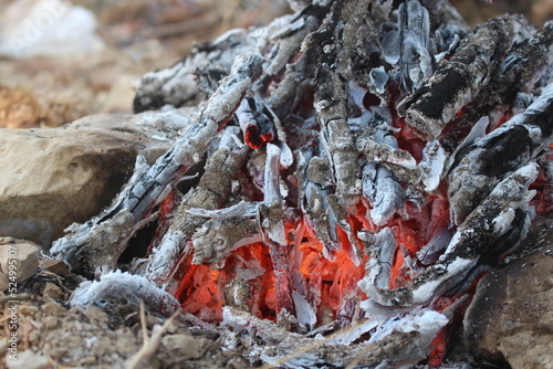 embers charcoal barbecue fire wood winter