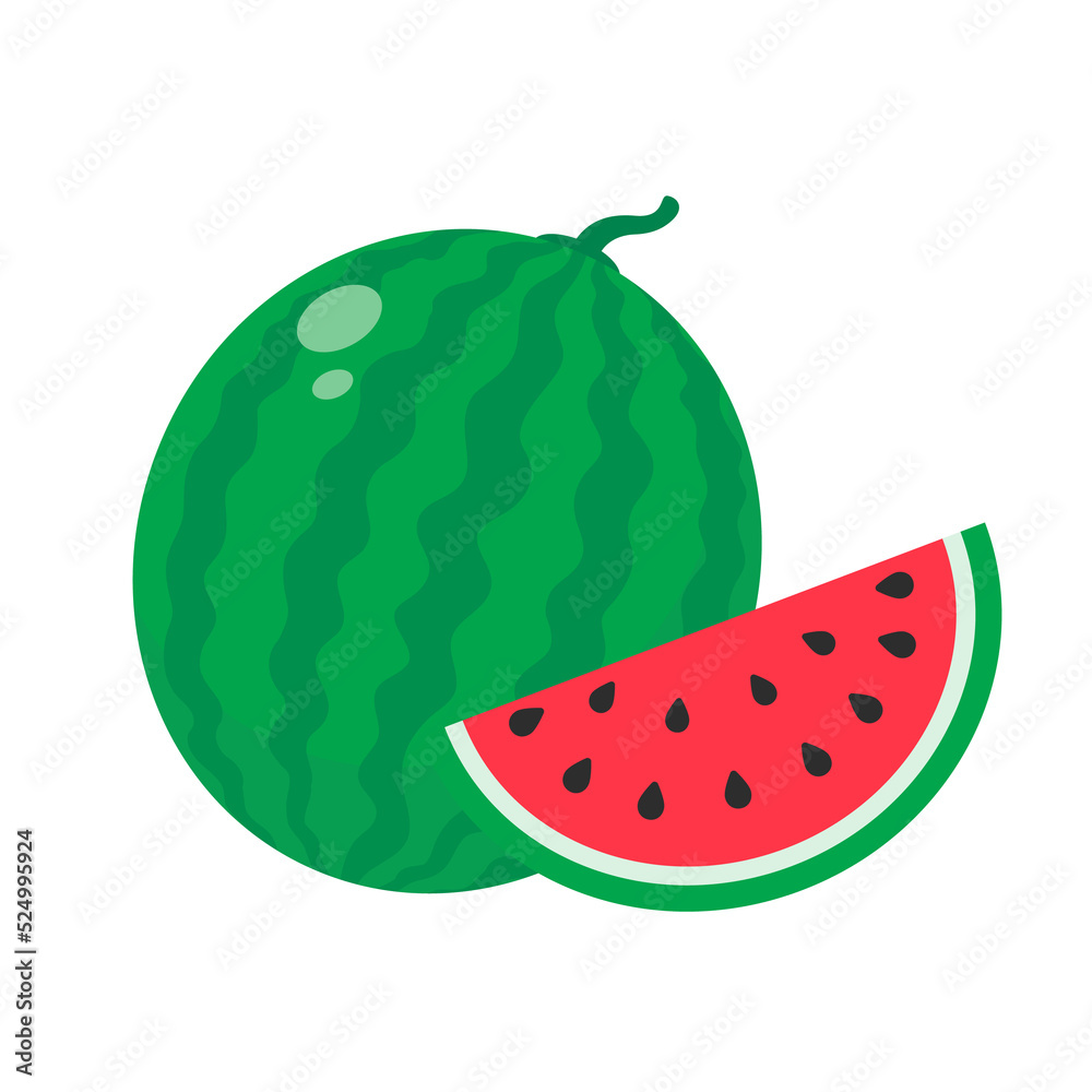 Watermelon vector. red fruit cut into pieces with seeds inside Refreshing food in the summer Watermelon vector. red fruit cut into pieces with seeds inside Refreshing food in the summer