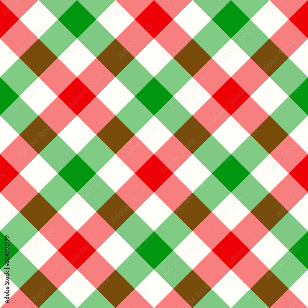 Seamless pattern. Classical cell diagonally. Contrasting red and green color on a white background. Seamless pattern. Classical cell diagonally. Contrasting red and green color on a white background.