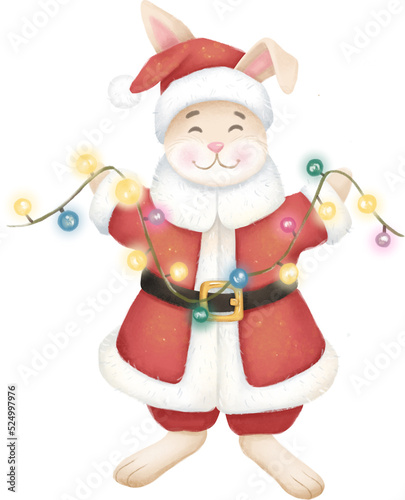 Christmas rabbit - Santa Claus. Isolated illustration. © astaru