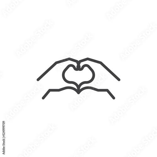Hands making heart line icon