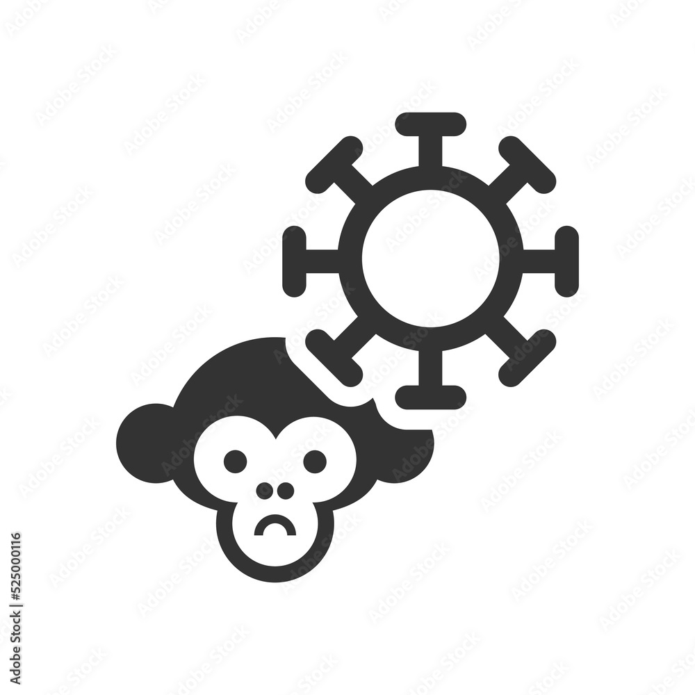Cartoon Monkey pox glyph vector icon Cartoon Monkey pox glyph vector icon