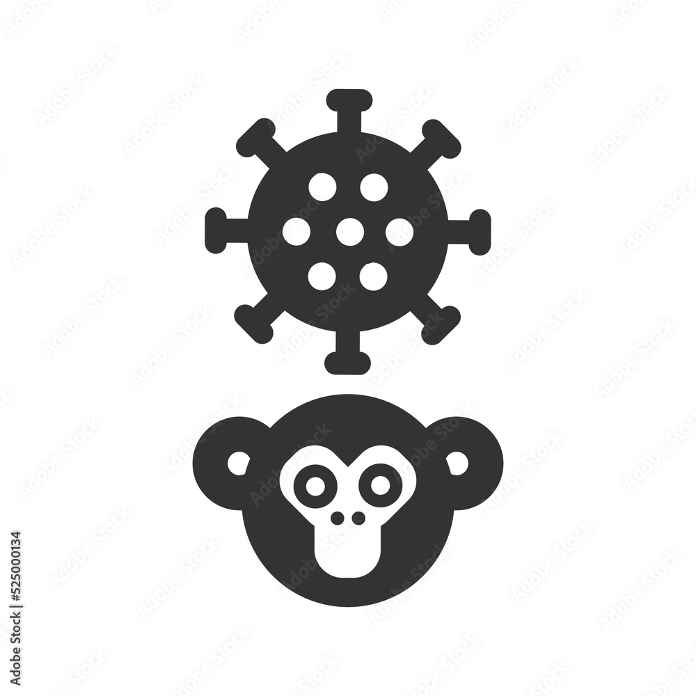 Cartoon Monkey pox glyph vector icon Cartoon Monkey pox glyph vector icon