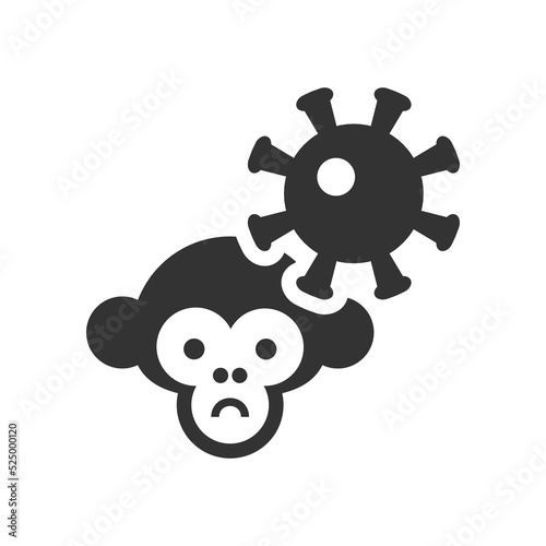 Cartoon Monkey pox glyph vector icon