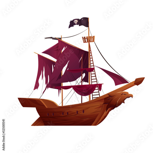 Pirate ship cartoon vector illustration on white background