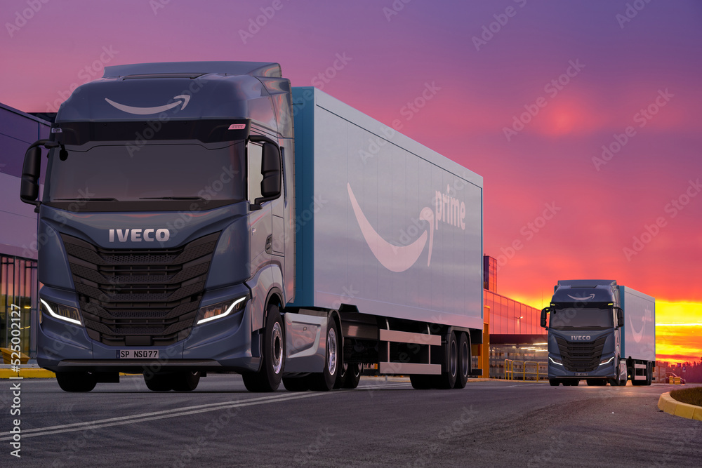 Iveco S-Way powered by CNG gas purchased by Amazon company Stock Photo |  Adobe Stock