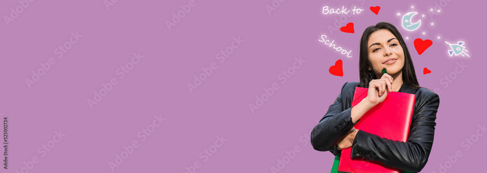 dreamy young student thinking about happy back to school dreamy young student thinking about happy back to school