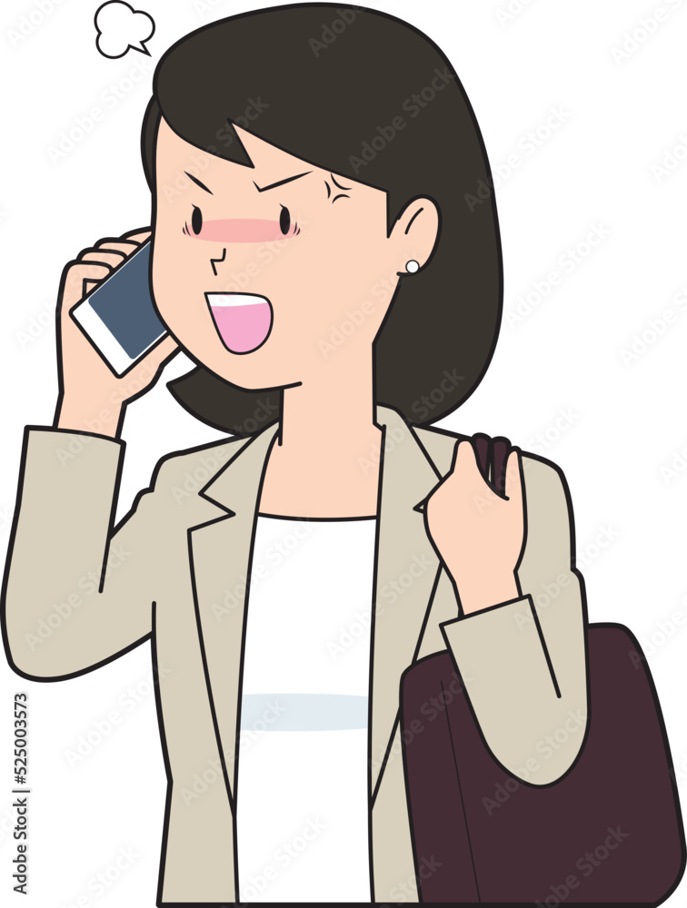 電話で怒る女性ビジネスマン 電話で怒る女性ビジネスマン