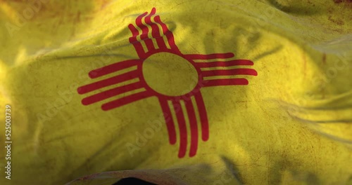Old flag of New Mexico state, region of the United States - loop photo