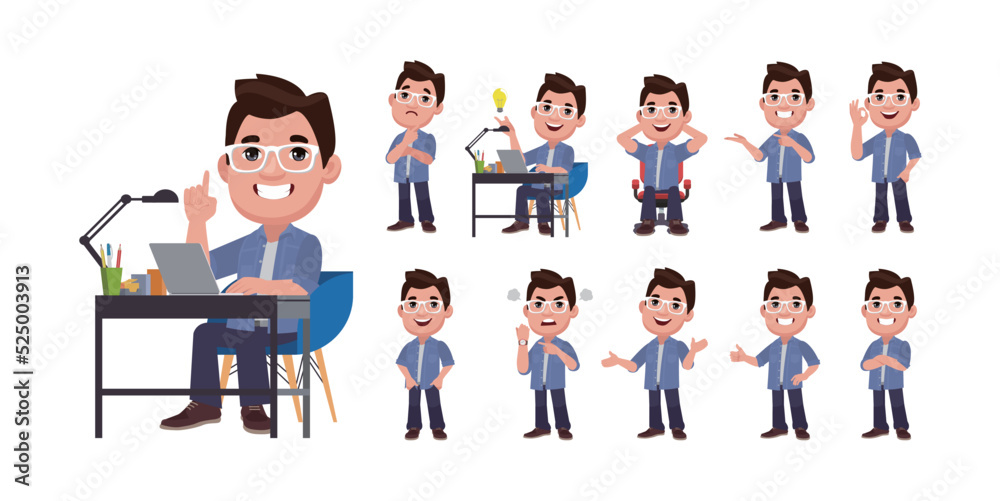 Man with different poses. vector