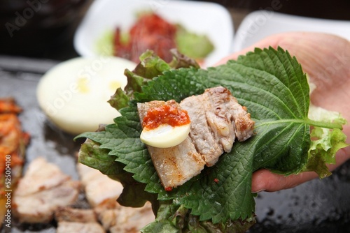 Korean grilled pork belly meat
