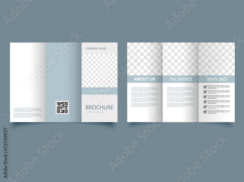 Plain gray folded brochure. Trifold brochure for your business.