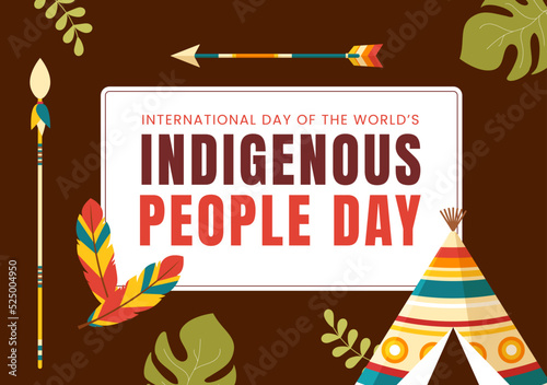 Worlds Indigenous Peoples Day on August 9 Hand Drawn Cartoon Flat Illustration to Raise Awareness and Protect the Rights Population